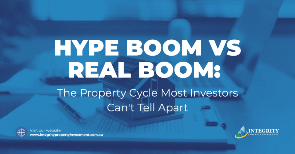 Property market growth chart illustrating the difference between a hype boom and a real boom