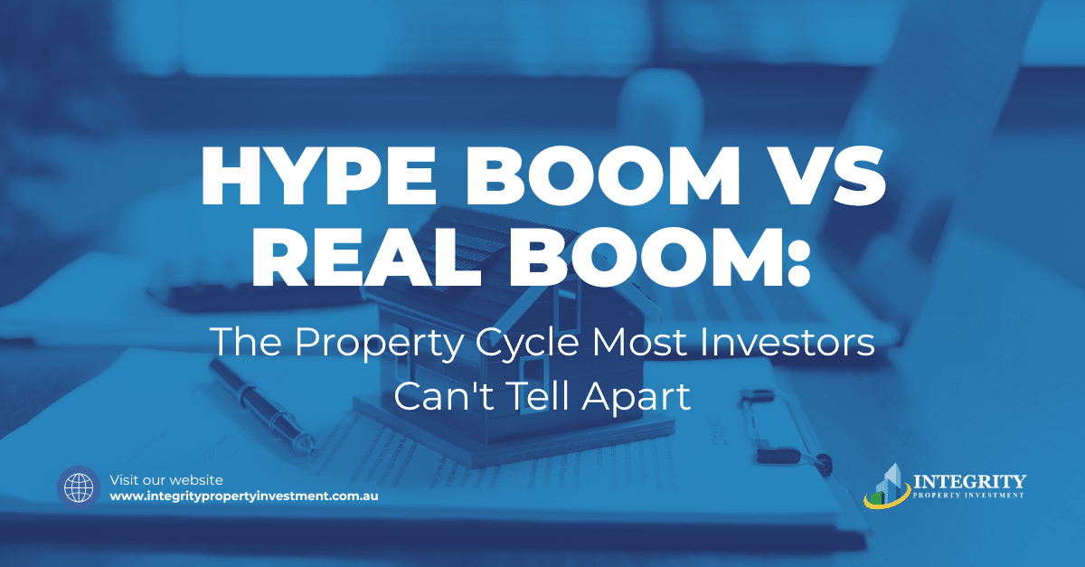 Property market growth chart illustrating the difference between a hype boom and a real boom